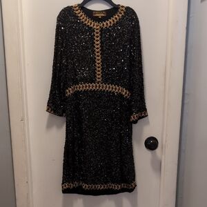 Anthropologie Varun Bahl Sequin Long Sleeve Dress